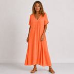 Women's Flowy V-Neck Dress – Relaxed Everyday Summer Dress