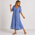 Women's Flowy V-Neck Dress – Relaxed Everyday Summer Dress