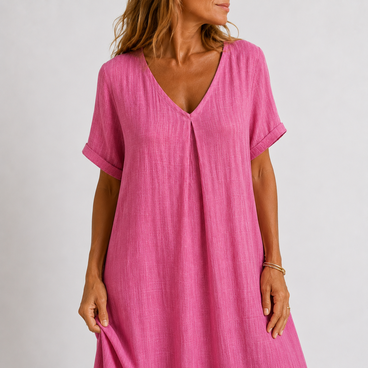 Women's Flowy V-Neck Dress – Relaxed Everyday Summer Dress