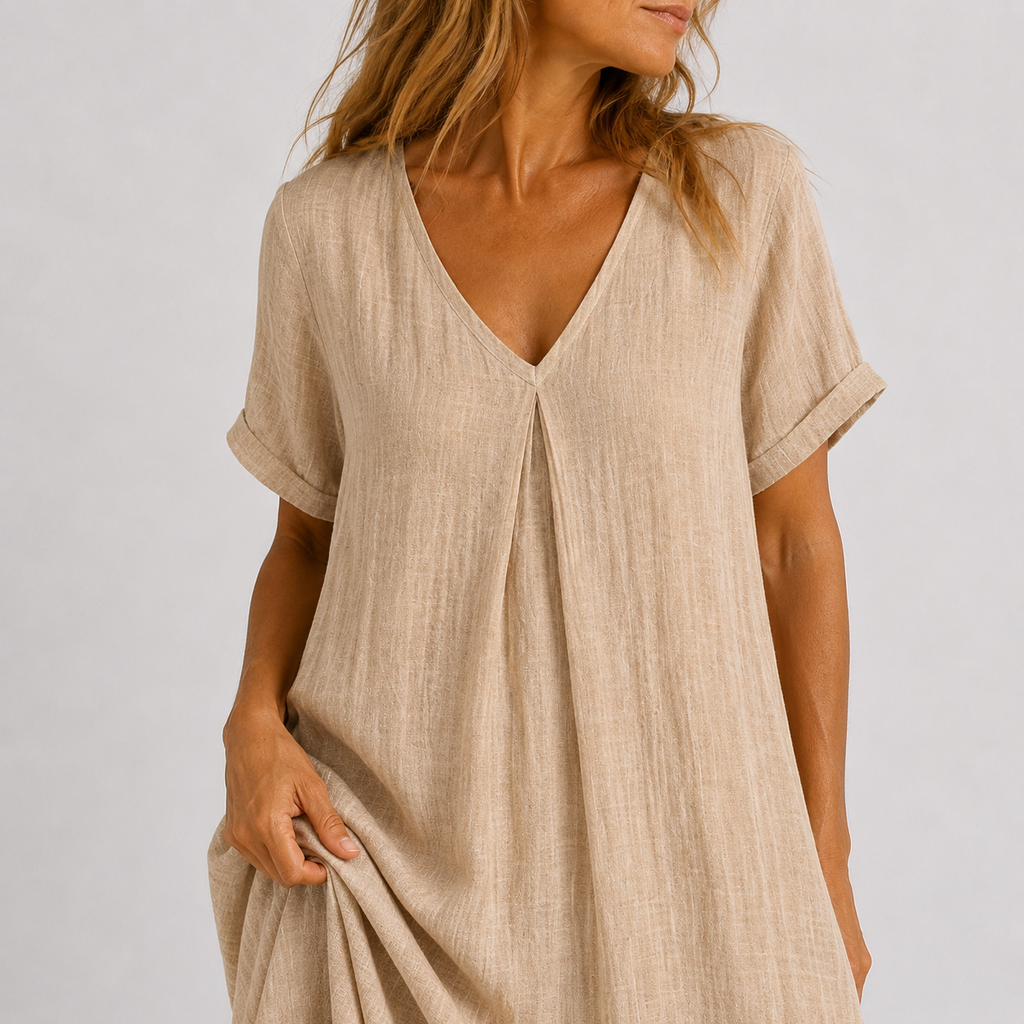 Women's Flowy V-Neck Dress – Relaxed Everyday Summer Dress