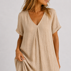 Women's Flowy V-Neck Dress – Relaxed Everyday Summer Dress