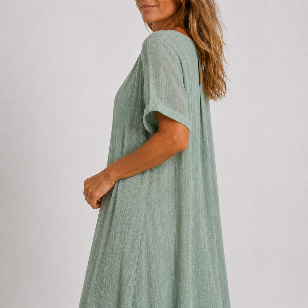 Women's Flowy V-Neck Dress – Relaxed Everyday Summer Dress