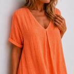 Women's Flowy V-Neck Dress – Relaxed Everyday Summer Dress