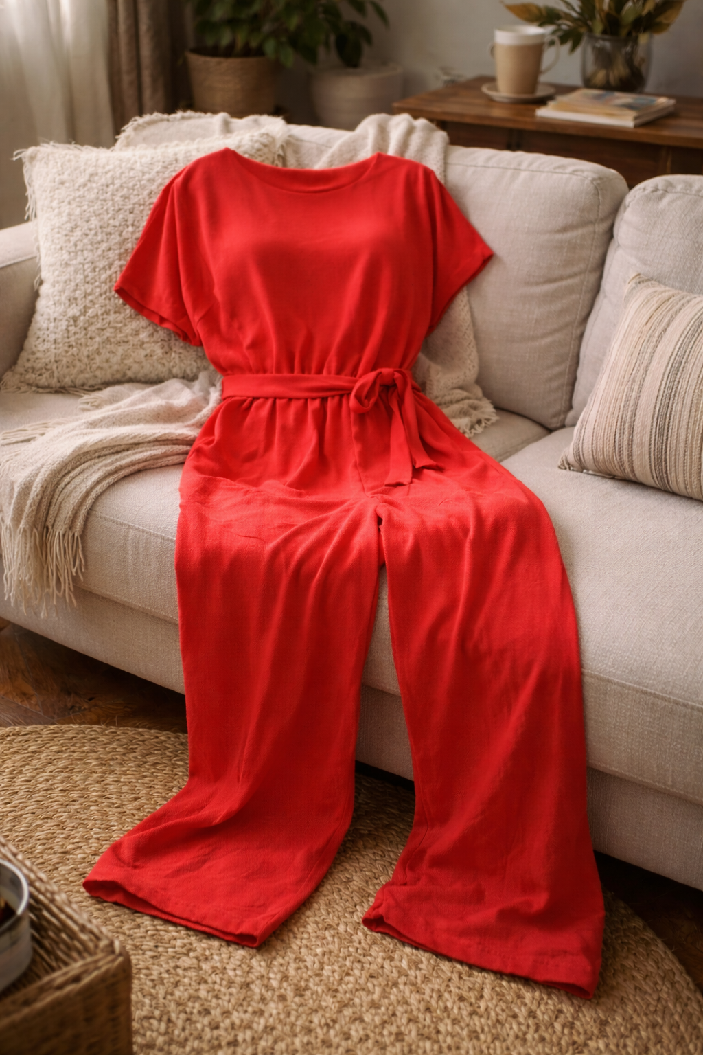 Women's Belted Wide Leg Jumpsuit – Relaxed Fit Occasion Jumpsuit