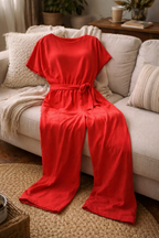 Women's Belted Wide Leg Jumpsuit – Relaxed Fit Occasion Jumpsuit