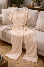 Women's Belted Wide Leg Jumpsuit – Relaxed Fit Occasion Jumpsuit
