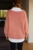 Women's Oversized Fluffy Sweater – Relaxed Long Sleeve Knit Pullover