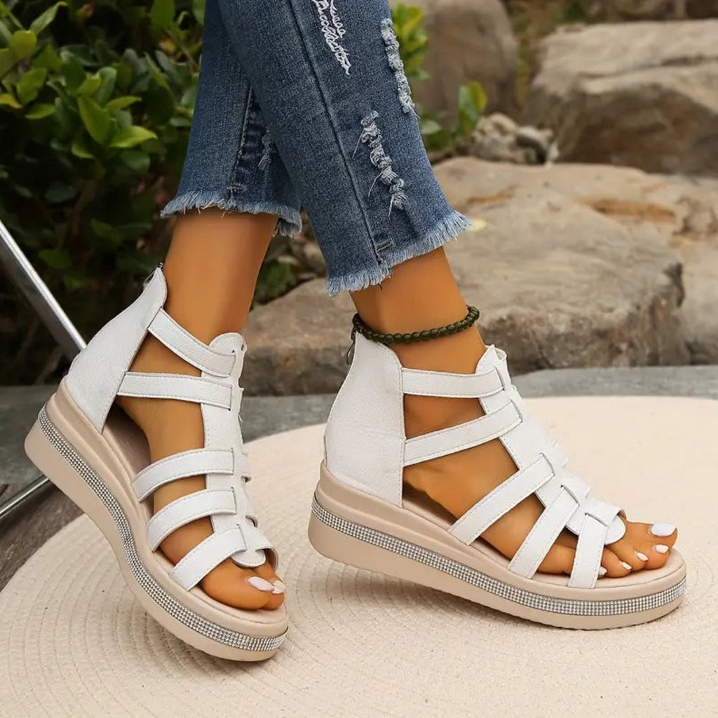 Women's Platform Wedge Sandals – Rhinestone Dress Sandals