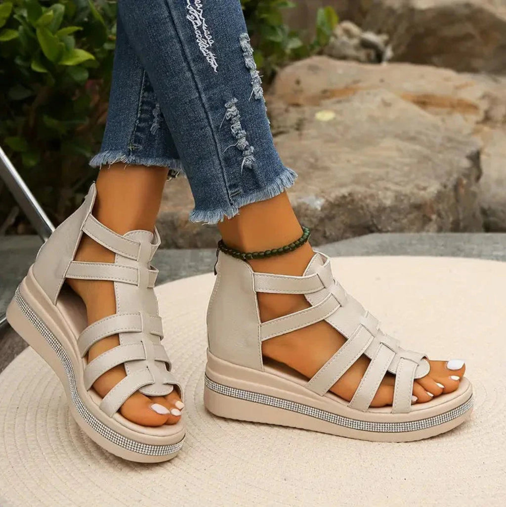 Women's Platform Wedge Sandals – Rhinestone Dress Sandals