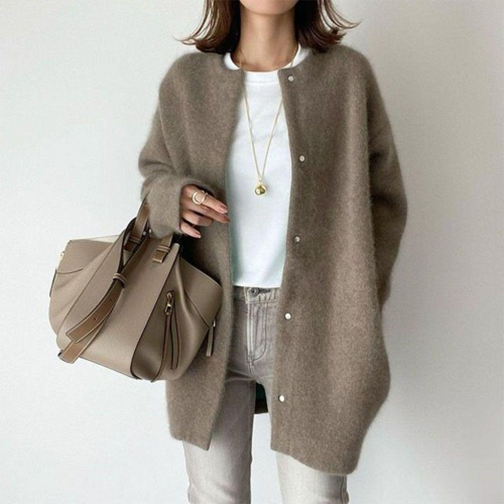 Women's Button Front Duster Cardigan – Mid-Length Knit Layer