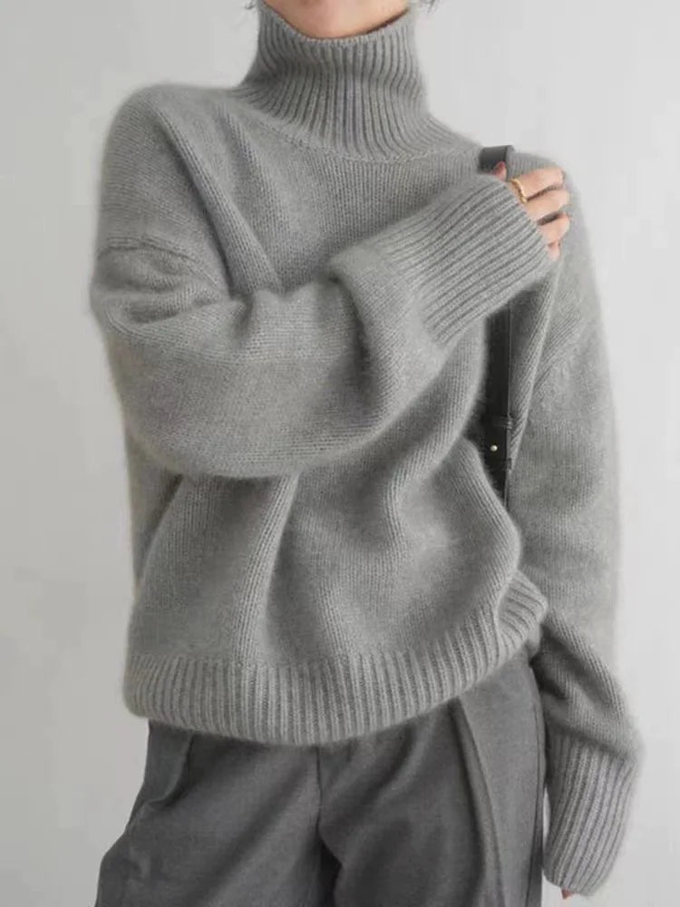Women's High Collar Sweater – Winter Knit Sweater – Isabella