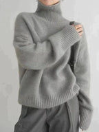 Women's Ribbed Turtleneck Sweater – High Neck Long Sleeve Knit Pullover