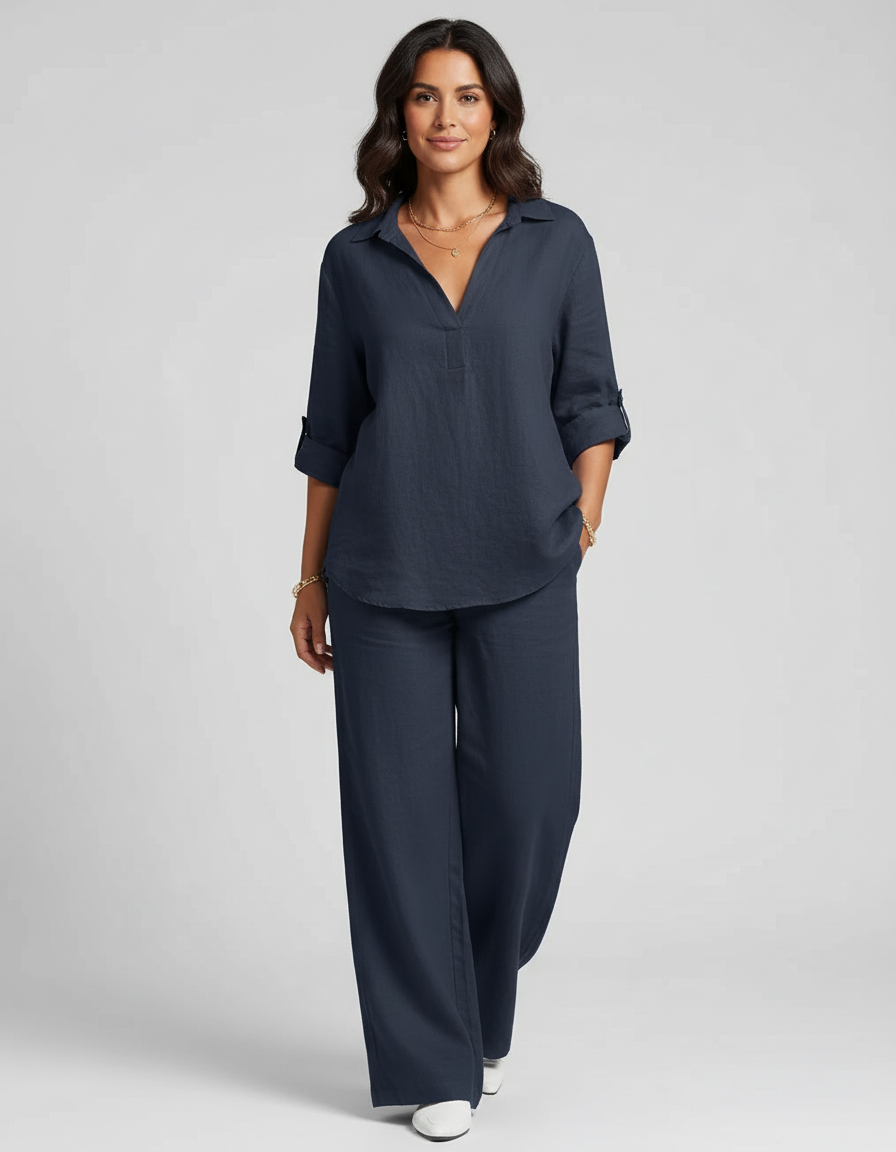 Women's Wide Leg Lounge Set – Relaxed Two-Piece Set