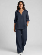 Women's Wide Leg Lounge Set – Relaxed Two-Piece Set