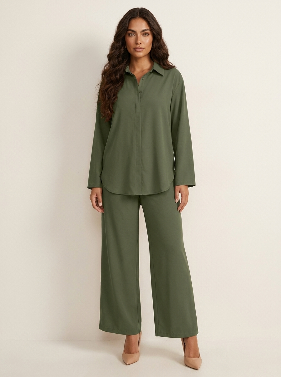 Women's Wide Leg Lounge Set – Relaxed Two-Piece Set