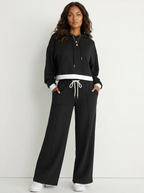 Women's Wide Leg Lounge Set – Hooded Two-Piece Set