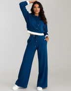Women's Wide Leg Lounge Set – Hooded Two-Piece Set