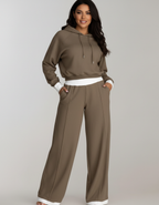 Women's Wide Leg Lounge Set – Hooded Two-Piece Set