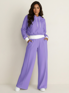 Women's Wide Leg Lounge Set – Hooded Two-Piece Set
