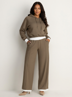 Women's Wide Leg Lounge Set – Hooded Two-Piece Set