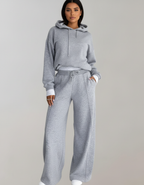 Women's Wide Leg Lounge Set – Hooded Two-Piece Set