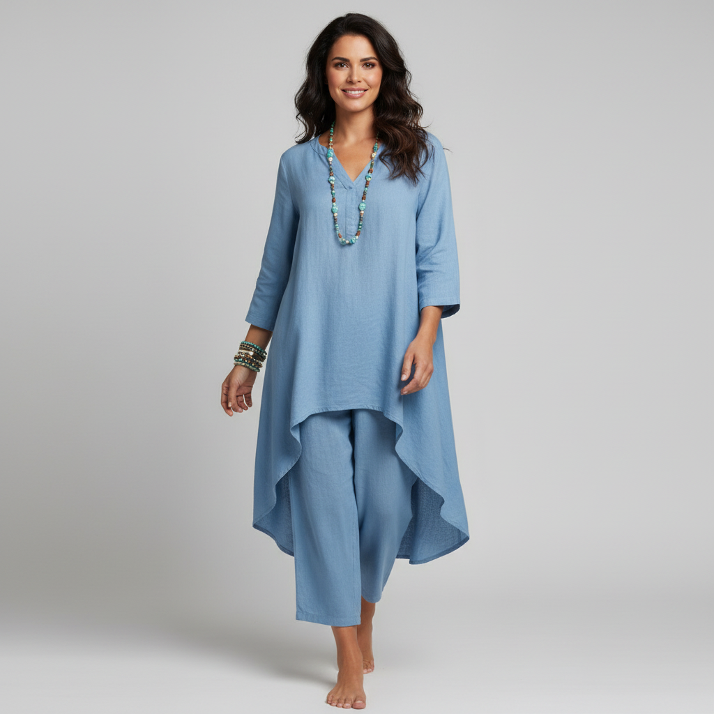 Women's Relaxed Tunic Set – Lounge Two-Piece Set