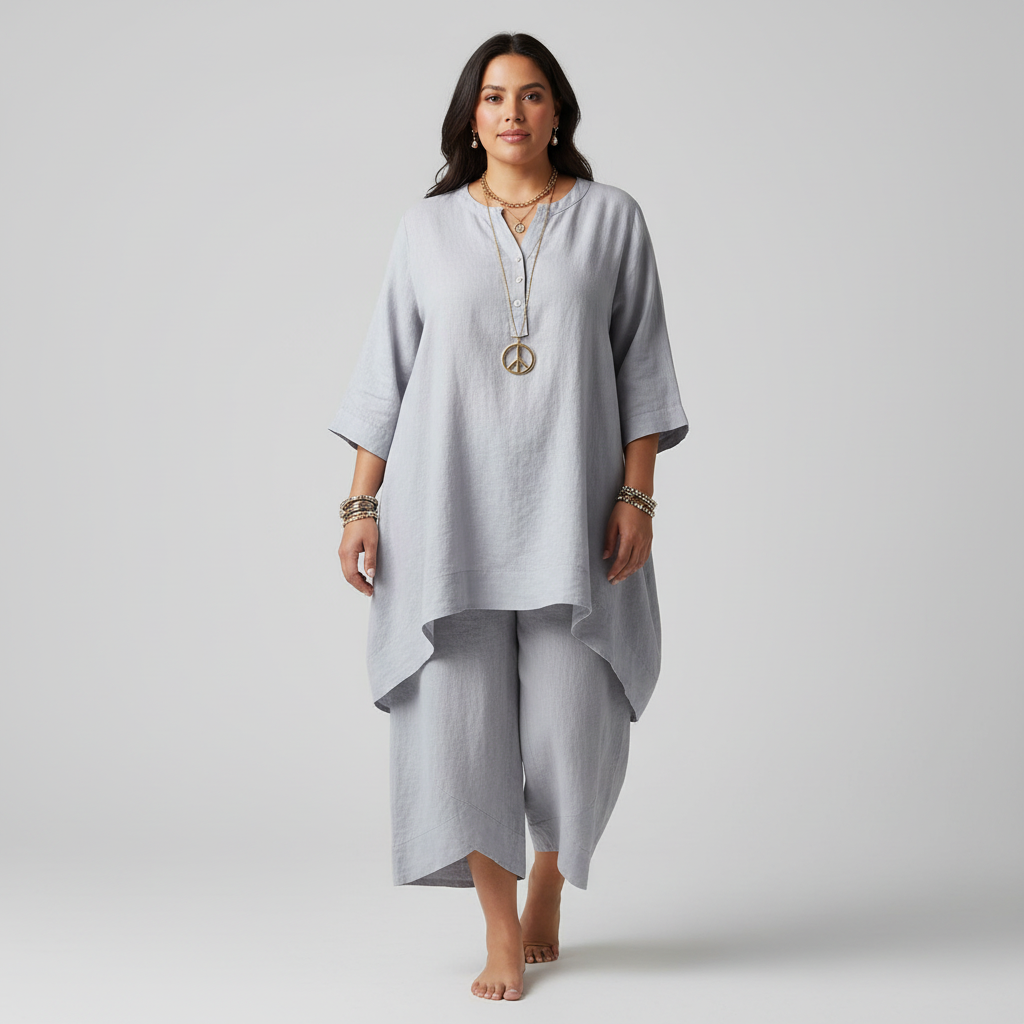 Women's Relaxed Tunic Set – Lounge Two-Piece Set
