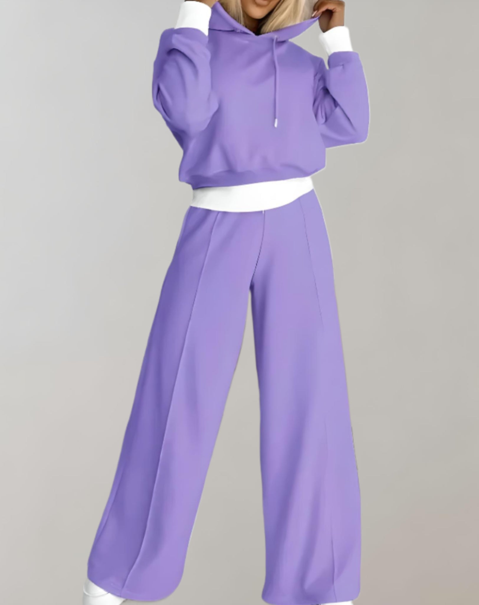 Women's Cropped Hoodie Set – High Waist Wide Leg Tracksuit