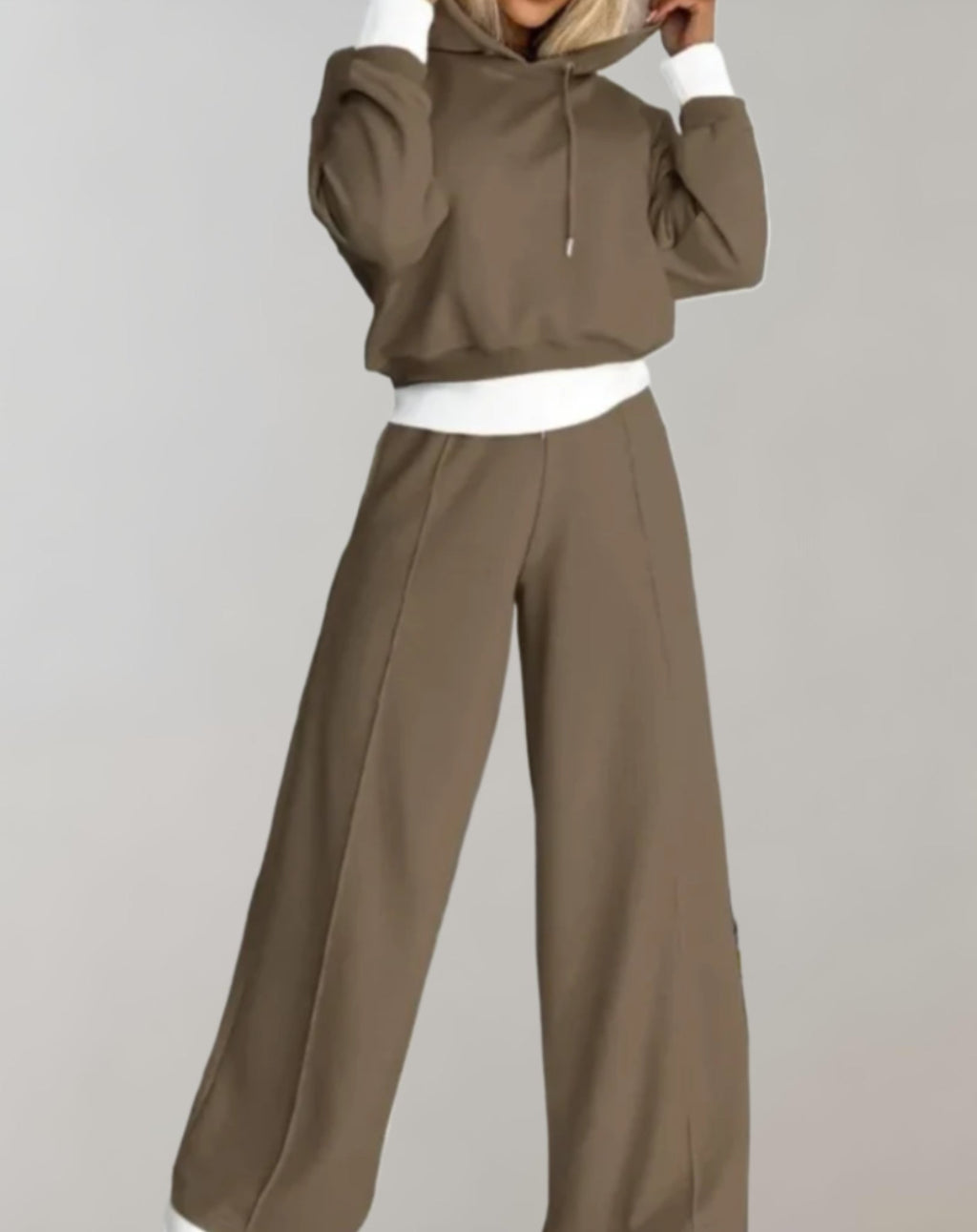 Women's Cropped Hoodie Set – High Waist Wide Leg Tracksuit