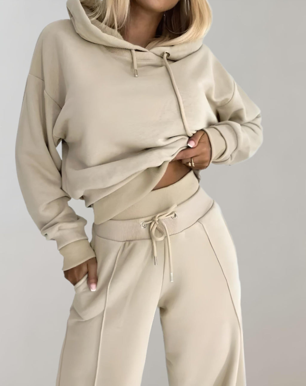 Women's Cropped Hoodie Set – High Waist Wide Leg Tracksuit
