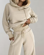 Women's Cropped Hoodie Set – High Waist Wide Leg Tracksuit