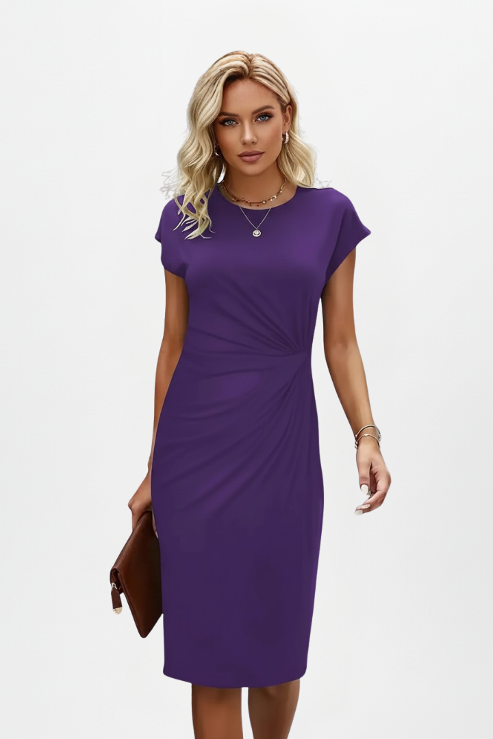 Women's Ruched Knee-Length Dress – Fitted Day Dress