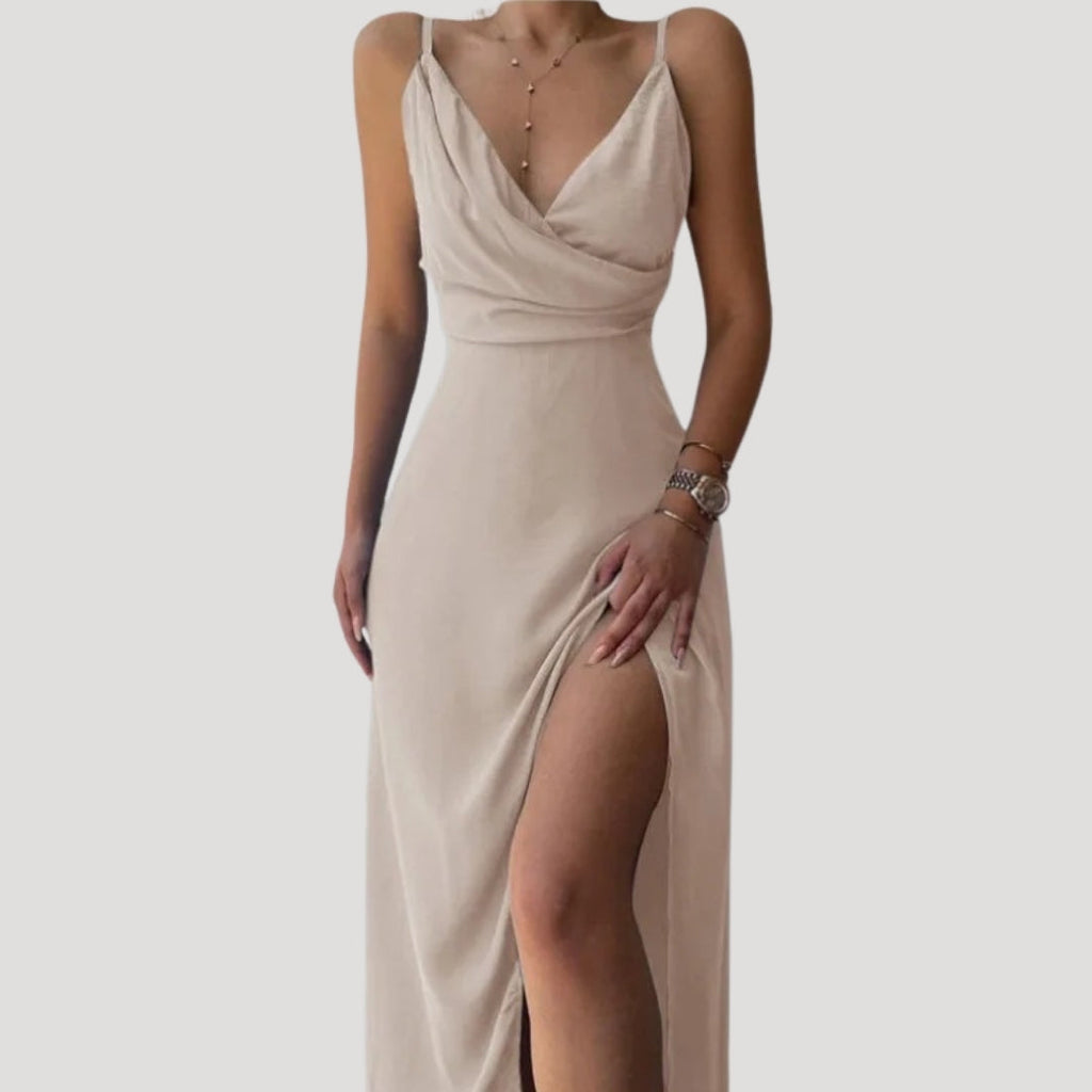 Women's Wedding Guest Maxi Dress – Side Slit Flowy Occasion Dress