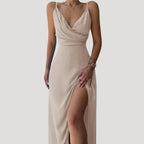Women's Wedding Guest Maxi Dress – Side Slit Flowy Occasion Dress