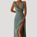 Women's Wedding Guest Maxi Dress – Side Slit Flowy Occasion Dress