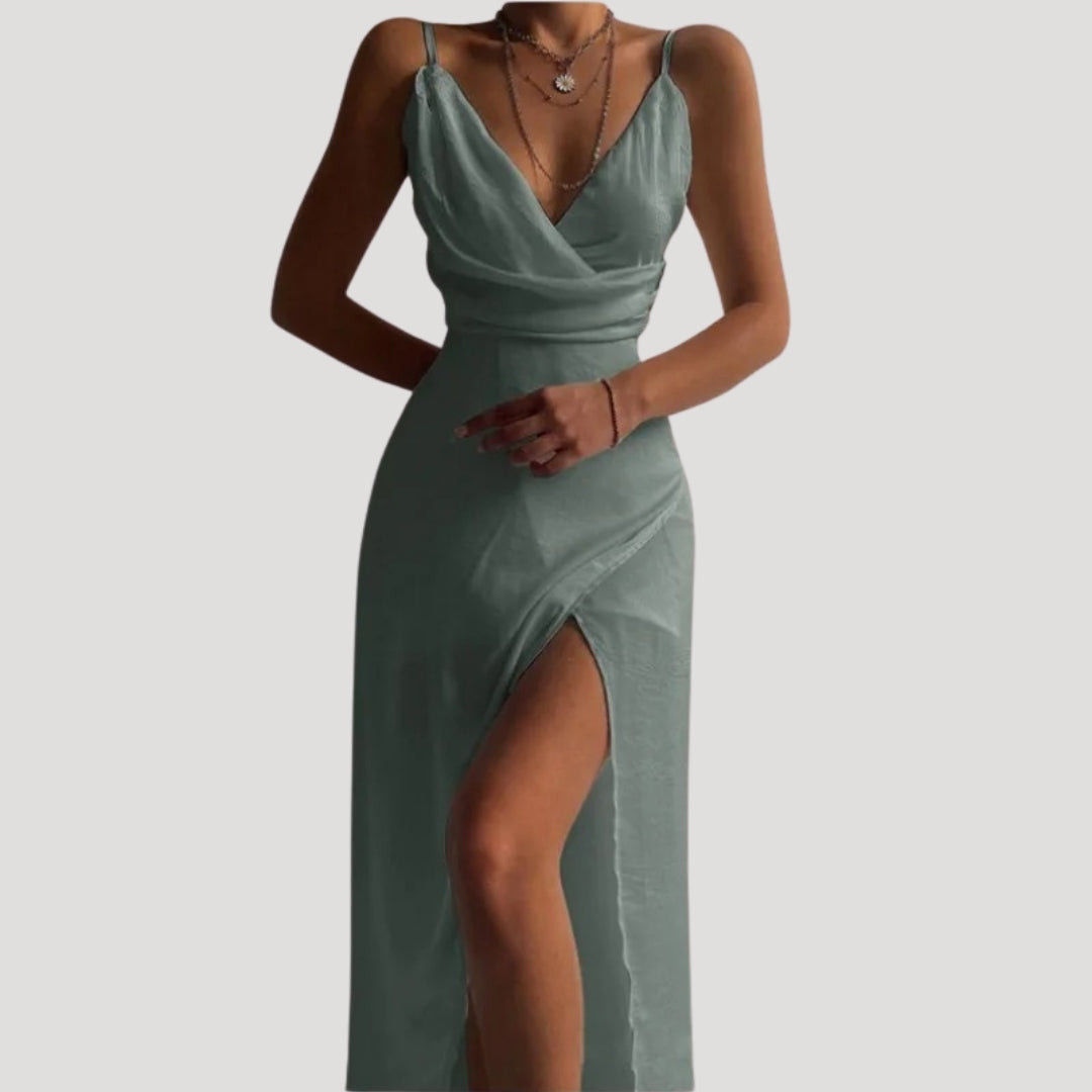 Women's Wedding Guest Maxi Dress – Side Slit Flowy Occasion Dress