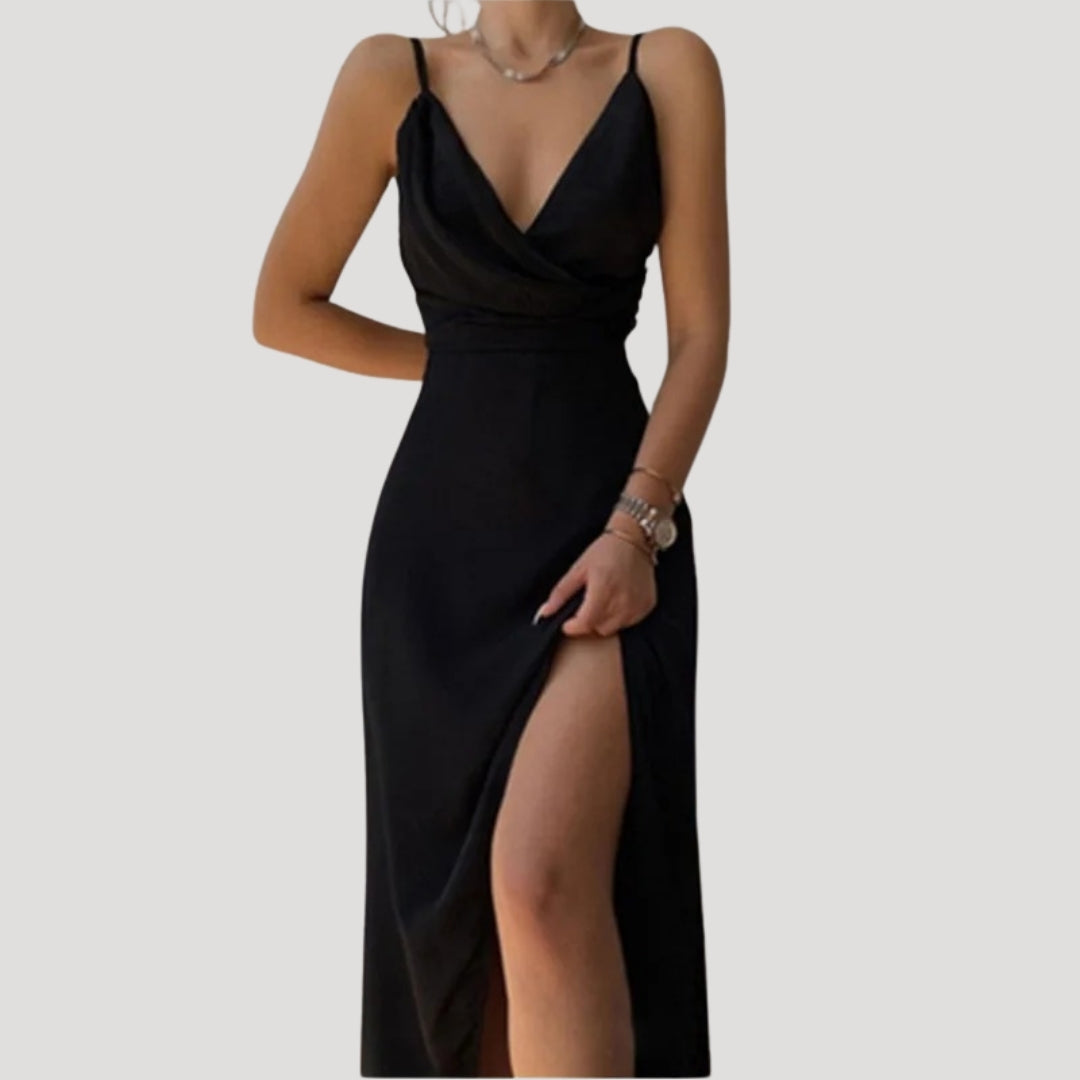 Women's Wedding Guest Maxi Dress – Side Slit Flowy Occasion Dress