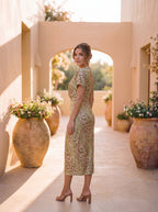Women's Wrap Midi Dress – Twist Waist Fitted Occasion Dress