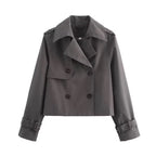 Women's Cropped Trench Coat – Double-Breasted Short Jacket