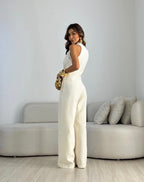Women's Halter Neck Formal Jumpsuit – Flowy Evening Party Jumpsuit