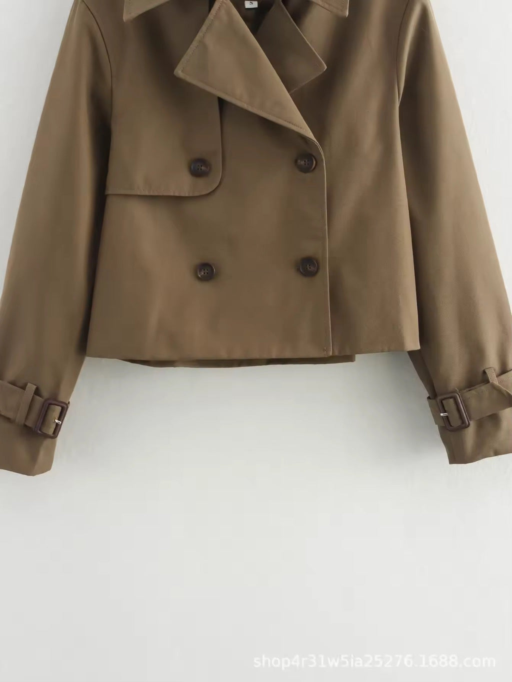 Women's Cropped Trench Coat – Double-Breasted Short Jacket