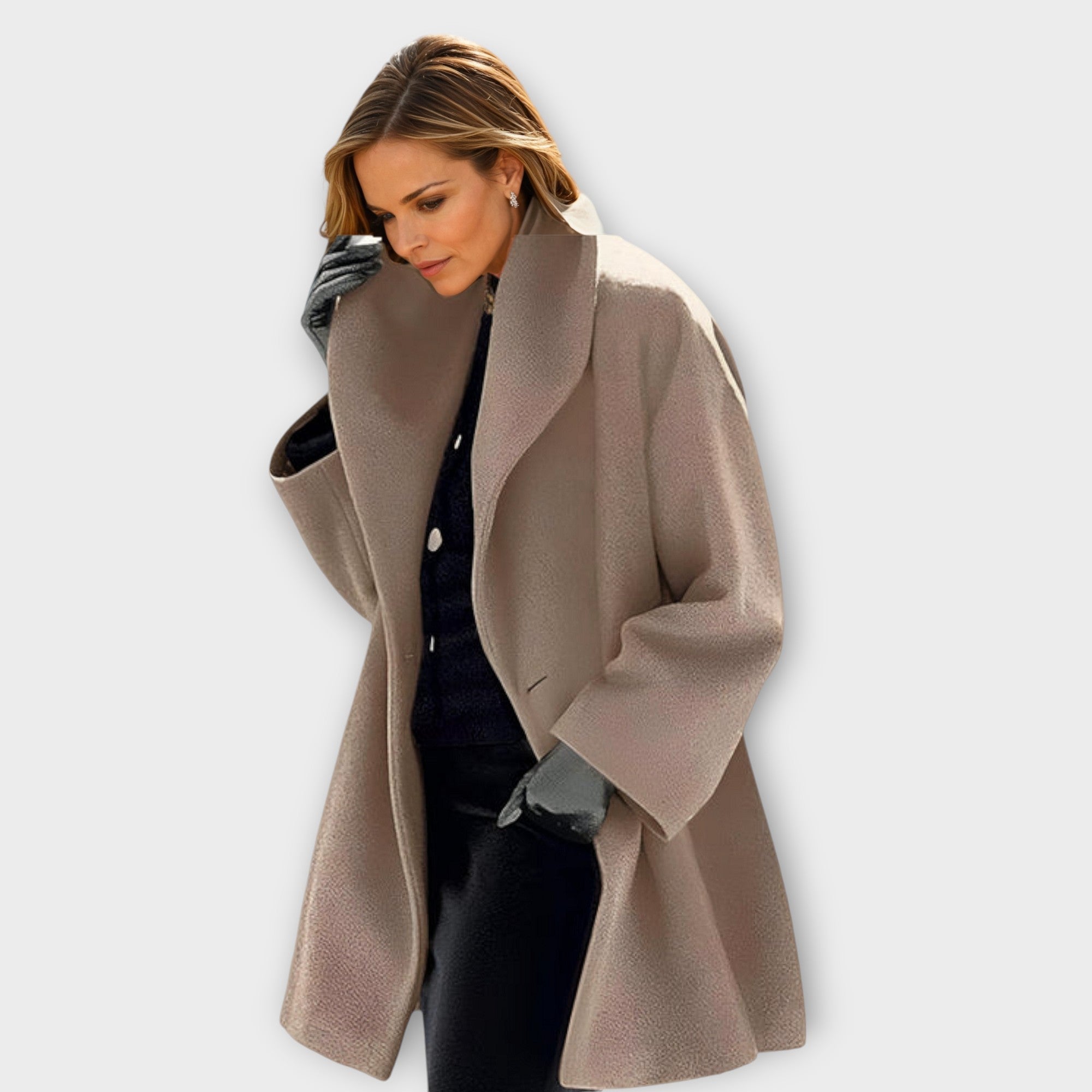 Women's Stand Collar Long Coat – Oversized Button Front Winter Coat