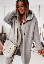 Women's Hooded Duster Cardigan – Long Oversized Knit Sweater