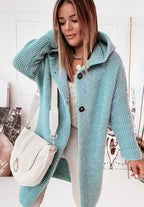 Women's Hooded Duster Cardigan – Long Oversized Knit Sweater
