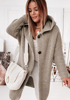 Women's Hooded Duster Cardigan – Long Oversized Knit Sweater