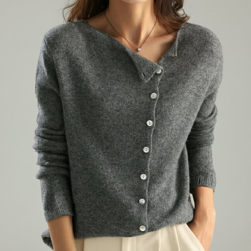 Women's Button Front Knit Cardigan – Relaxed Long Sleeve Cardigan