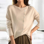 Women's Button Front Knit Cardigan – Relaxed Long Sleeve Cardigan