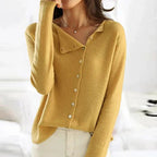 Women's Button Front Knit Cardigan – Relaxed Long Sleeve Cardigan