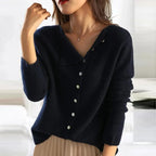 Women's Button Front Knit Cardigan – Relaxed Long Sleeve Cardigan