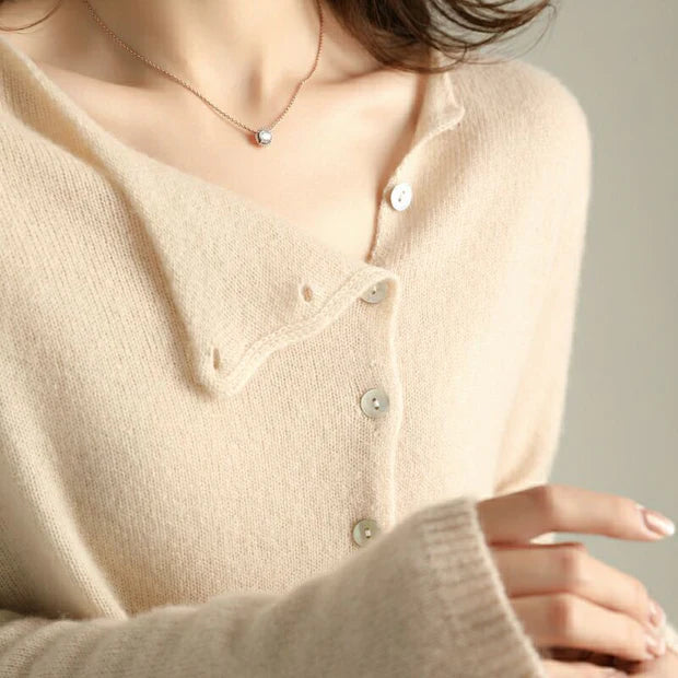 Women's Button Front Knit Cardigan – Relaxed Long Sleeve Cardigan